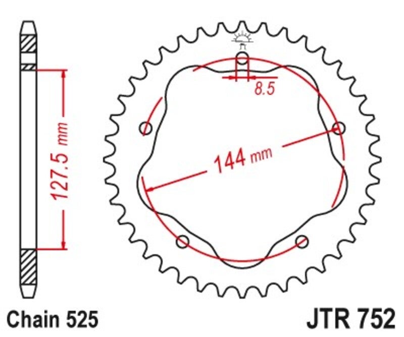 PIGNONS JT Couronne acier standard 752 - 525 - Nécessite un porte couronne Figure 3