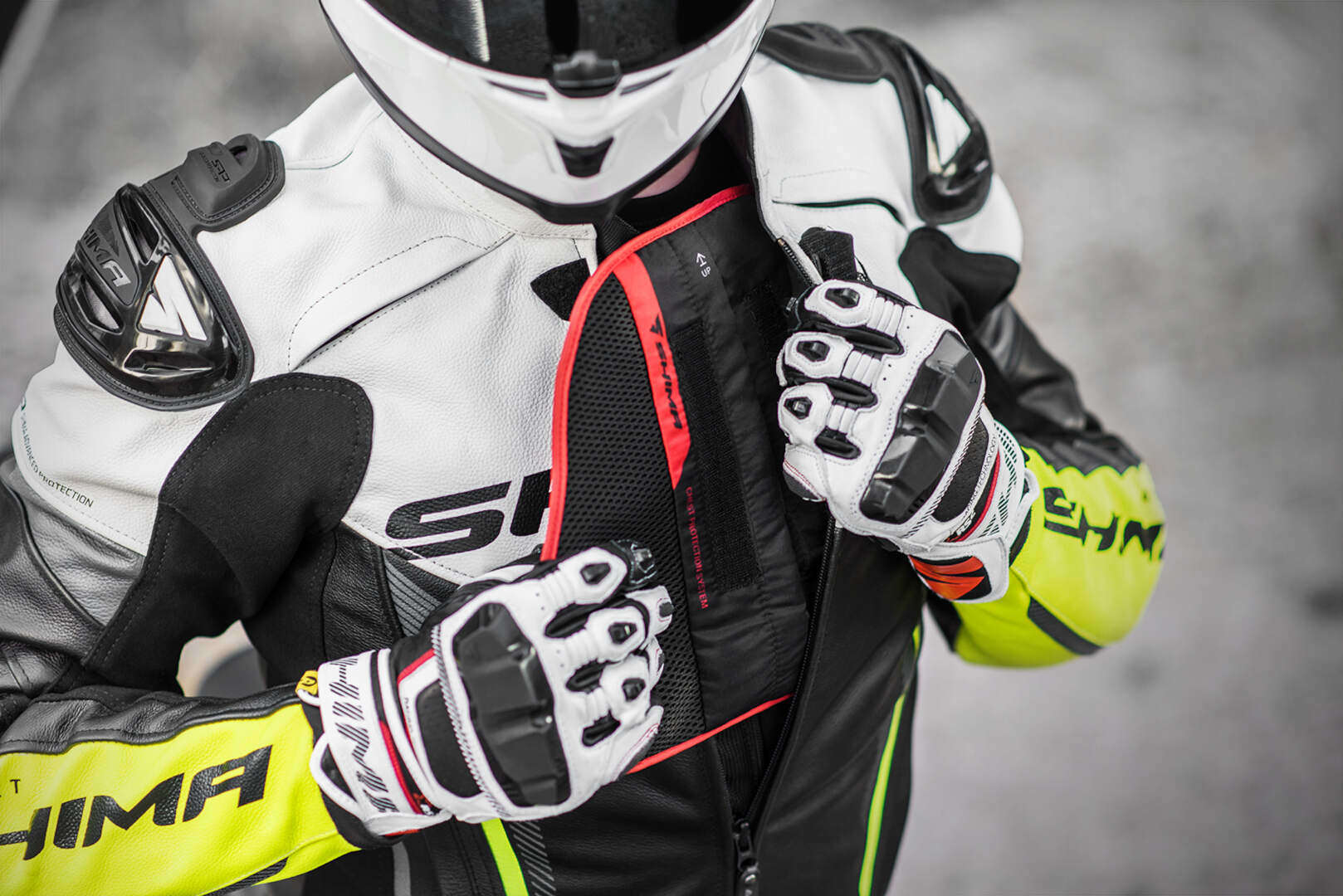 SHIMA Bandit Motorrad Lederjacke schwarz/weiß/gelb 52 Abbildung 5