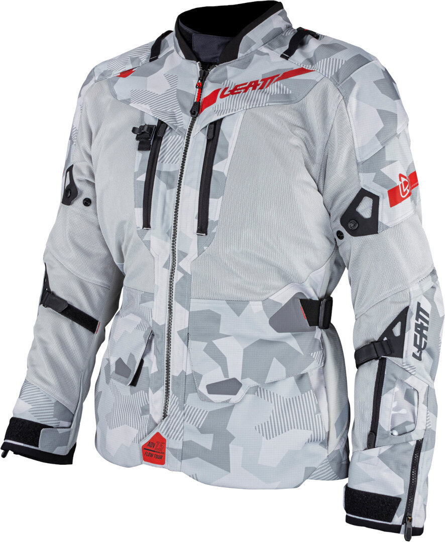 Leatt ADV FlowTour 7.5 waterproof Motorcycle Textile Jacket light grey/black/red 3XL Figure 1