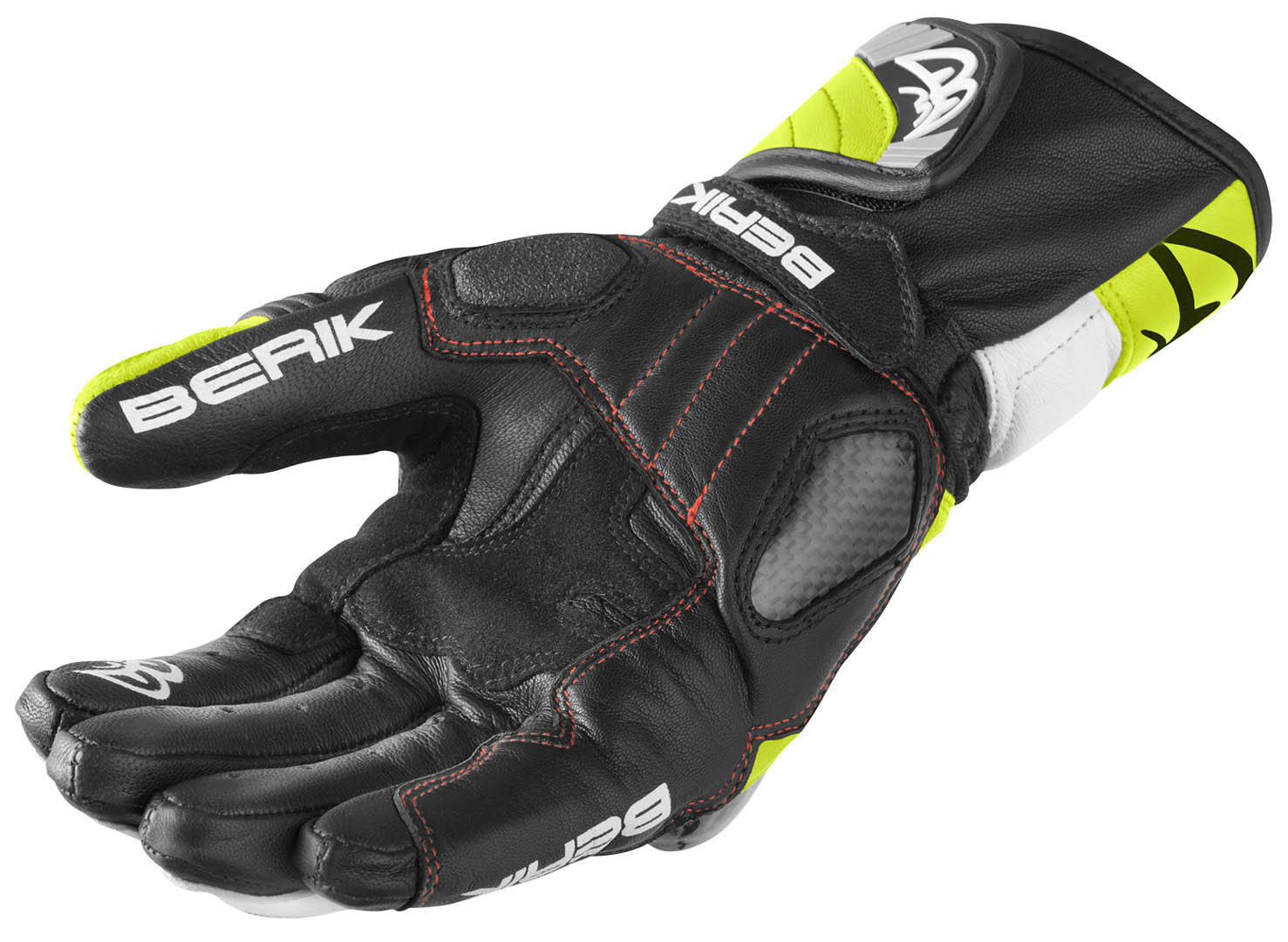 Berik Namib Pro Motorcykel handskar svart/vit/neongul XS Figur 2