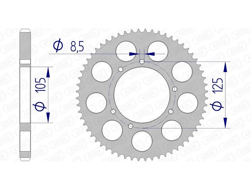 AFAM Kedjekit 428R1 11/60-140 - Standard aluminium bakre kedgehjul Figur 4