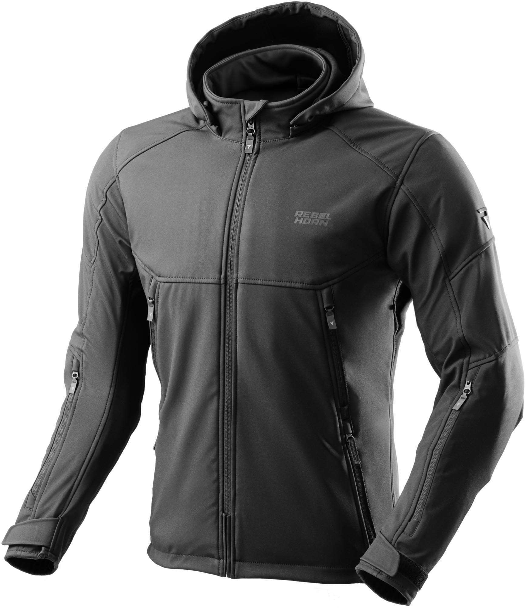 Rebelhorn Slash Softshell waterproof Motorcycle Textile Jacket black S Figure 1