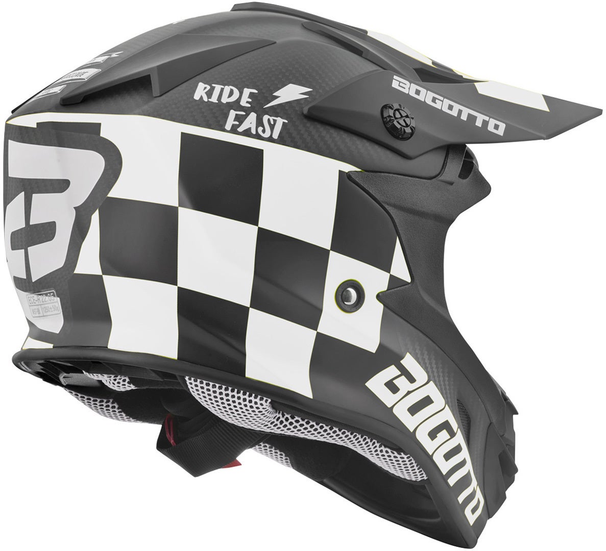 Bogotto V328 Xadrez Carbon Casco da motocross Bianco/nero M Figura 6