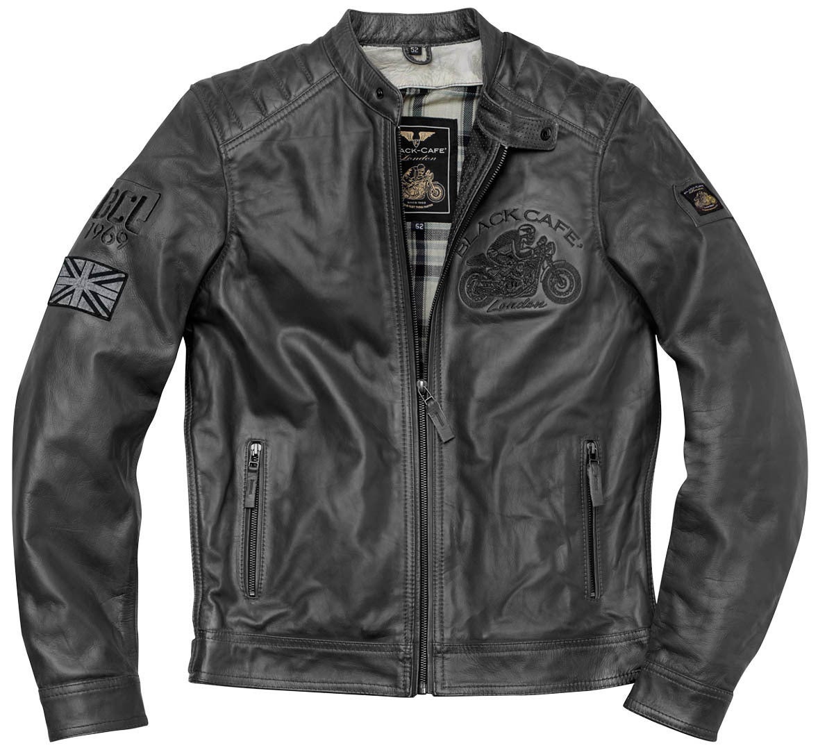 Black-Cafe London Bangkok Motorcycle Leather Jacket black 60 Figure 1