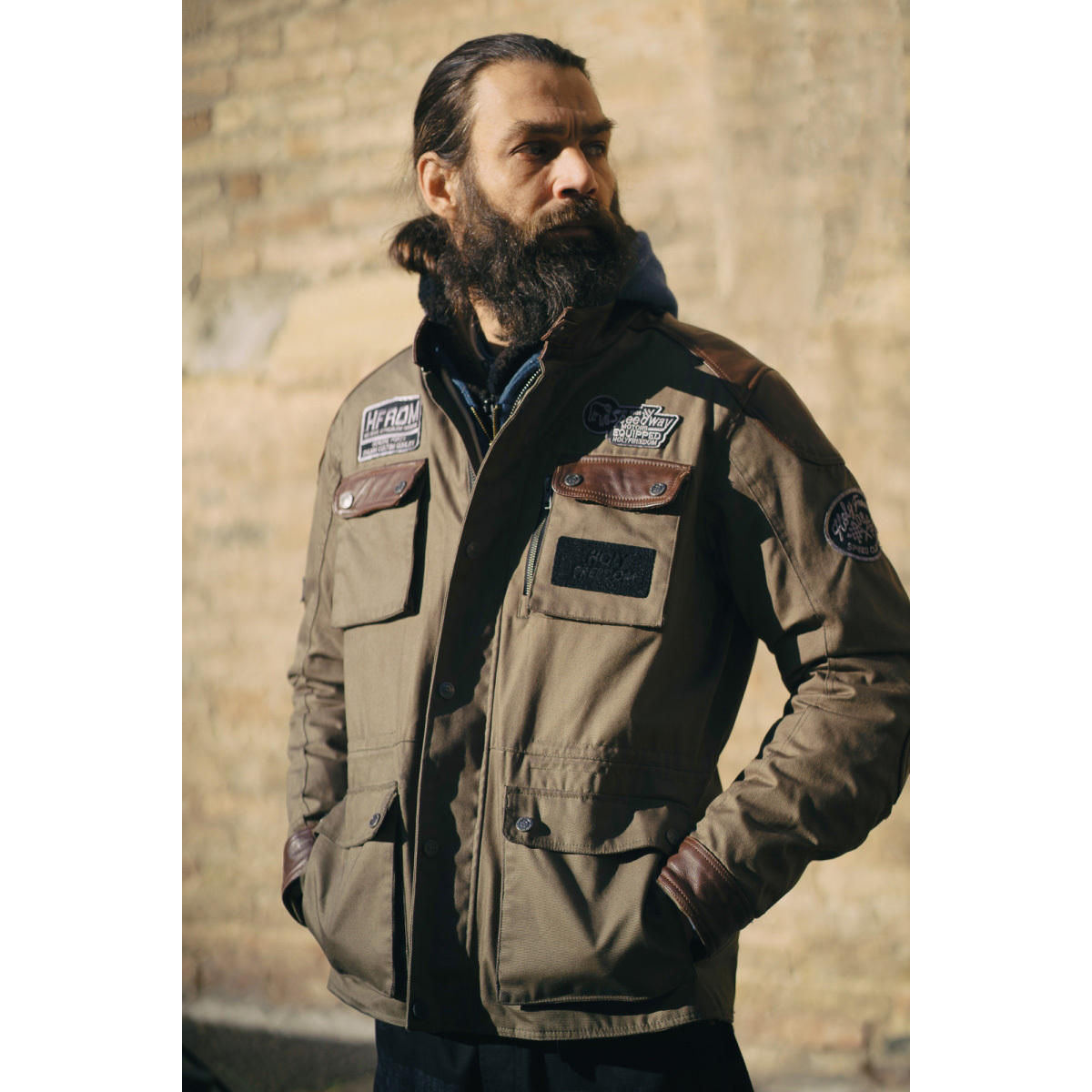 HolyFreedom Quattro Waxed Evo Motorcycle Textile Jacket Khaki M Figure 12