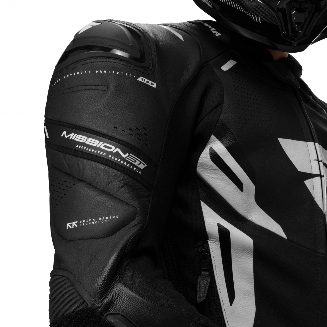 SHIMA Mission ST Veste en cuir moto Noir/Blanc 50 Figure 10