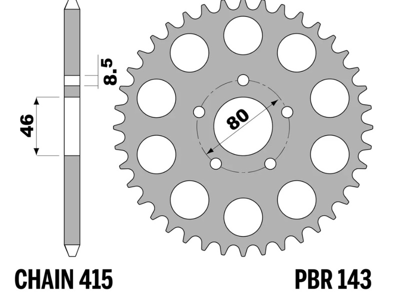 PBR Bakre kedjestålstandard - 415 Figur 1