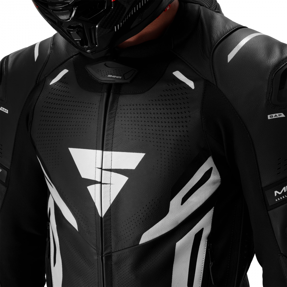 SHIMA Mission ST Veste en cuir moto Noir/Blanc 58 Figure 12