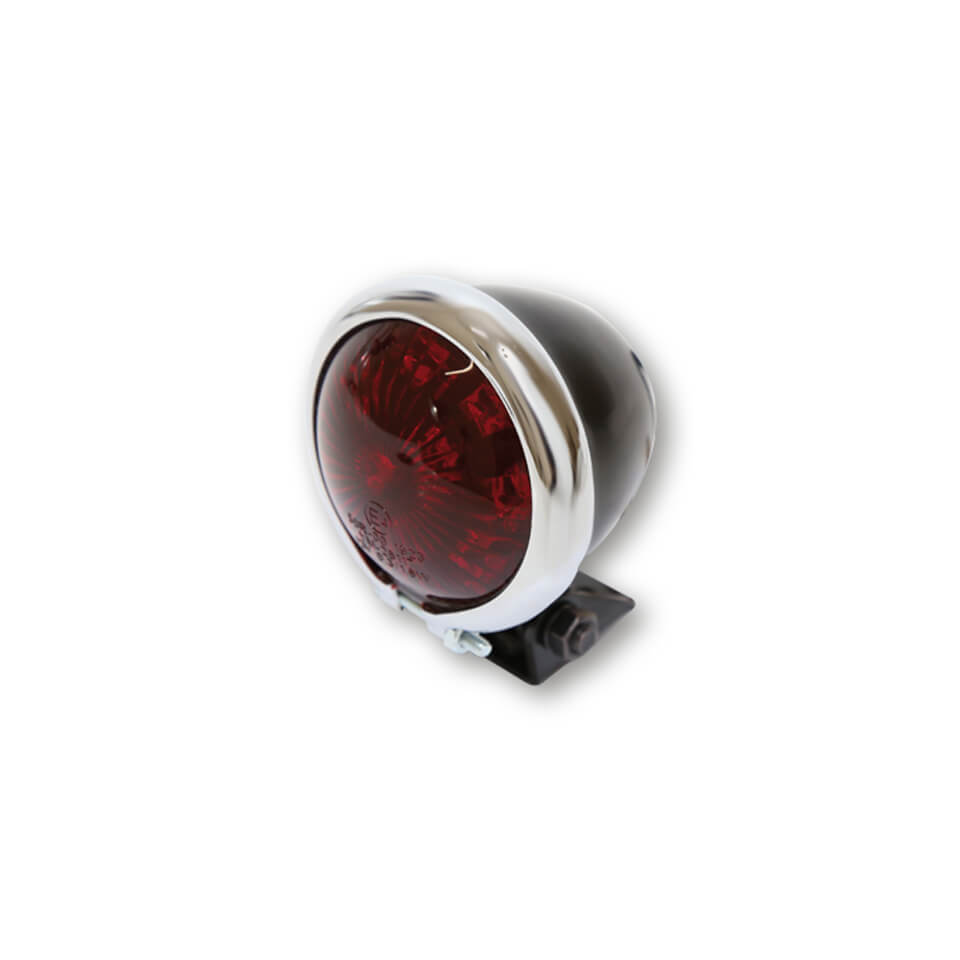 SHIN YO LED-Rücklicht BATES STYLE, schwarzes Gehäuse m. Chromrahmen, rotes Glas Figur 1