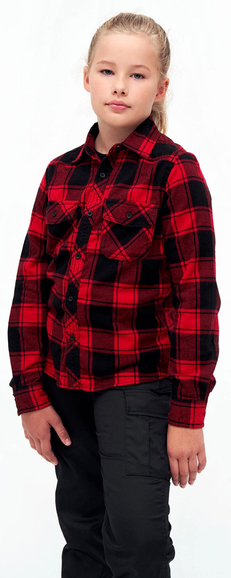 Brandit Check Camiseta infantil rojo/negro 146-152 Figura 5
