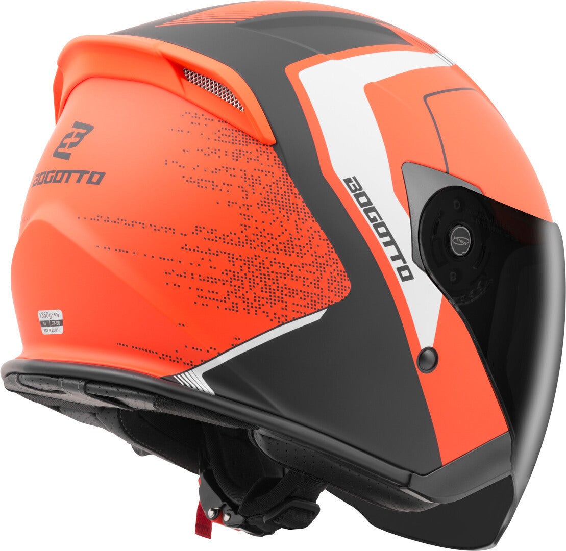 Bogotto H586 BT Illus Bluetooth Jet hjelm sort mat/orange S Figur 2