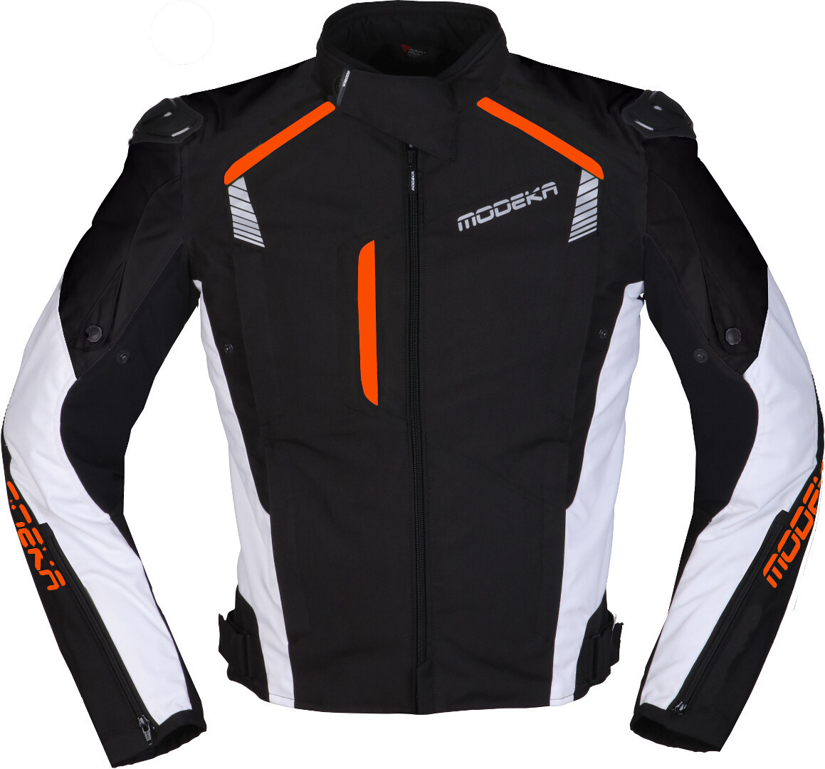Modeka Lineos Motorrad Textiljacke schwarz/weiß/orange M Abbildung 1