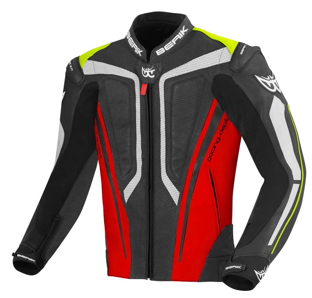 Berik Street Pro Motorcycle Leather Jacket black/white/red/yellow 58 Figure 1