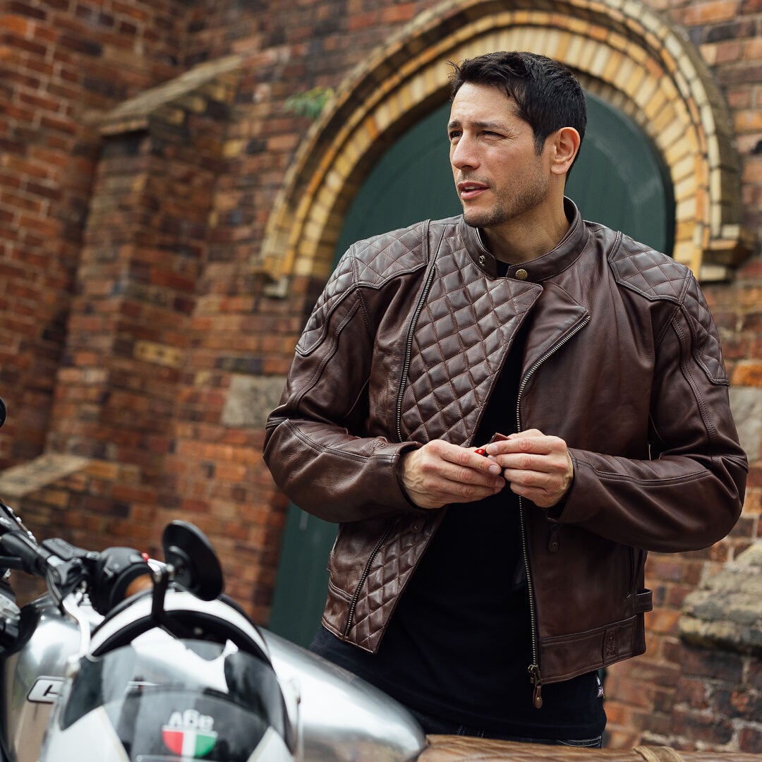 Merlin Chester D3O Cafe Motorcycle Leather Jacket brown L Figure 2