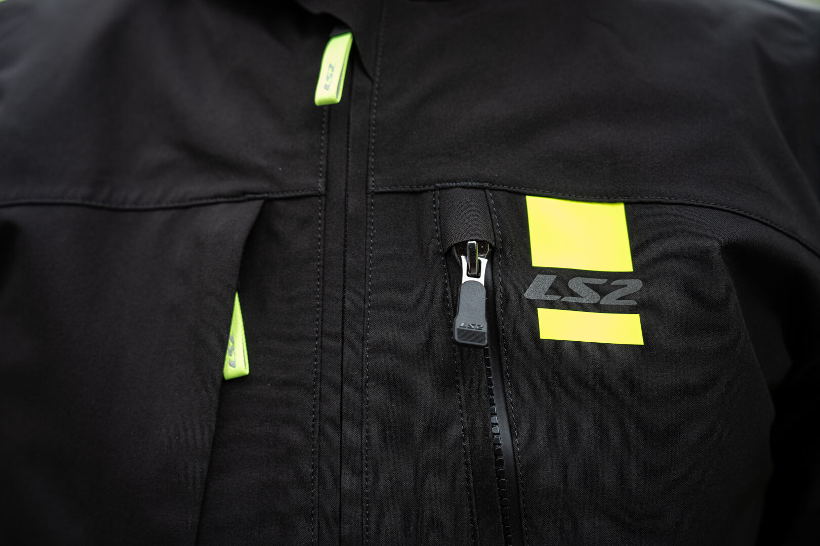 LS2 Titanium waterproof Motorcycle Textile Jacket black/neon M Figure 2