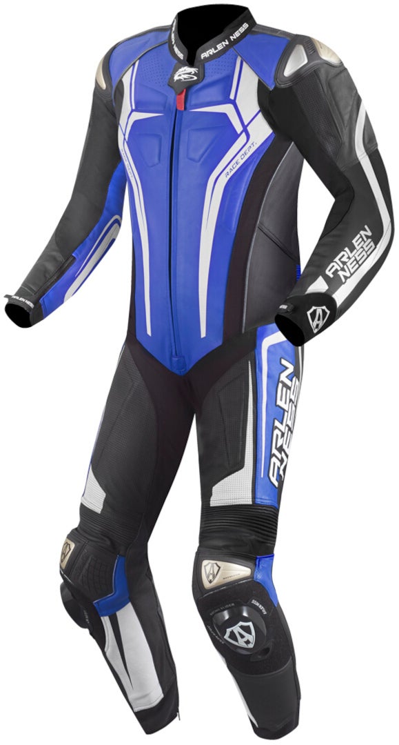 Arlen Ness Sugello 2 One Piece Motorcycle Leather Suit black/blue/white 54 Figure 1