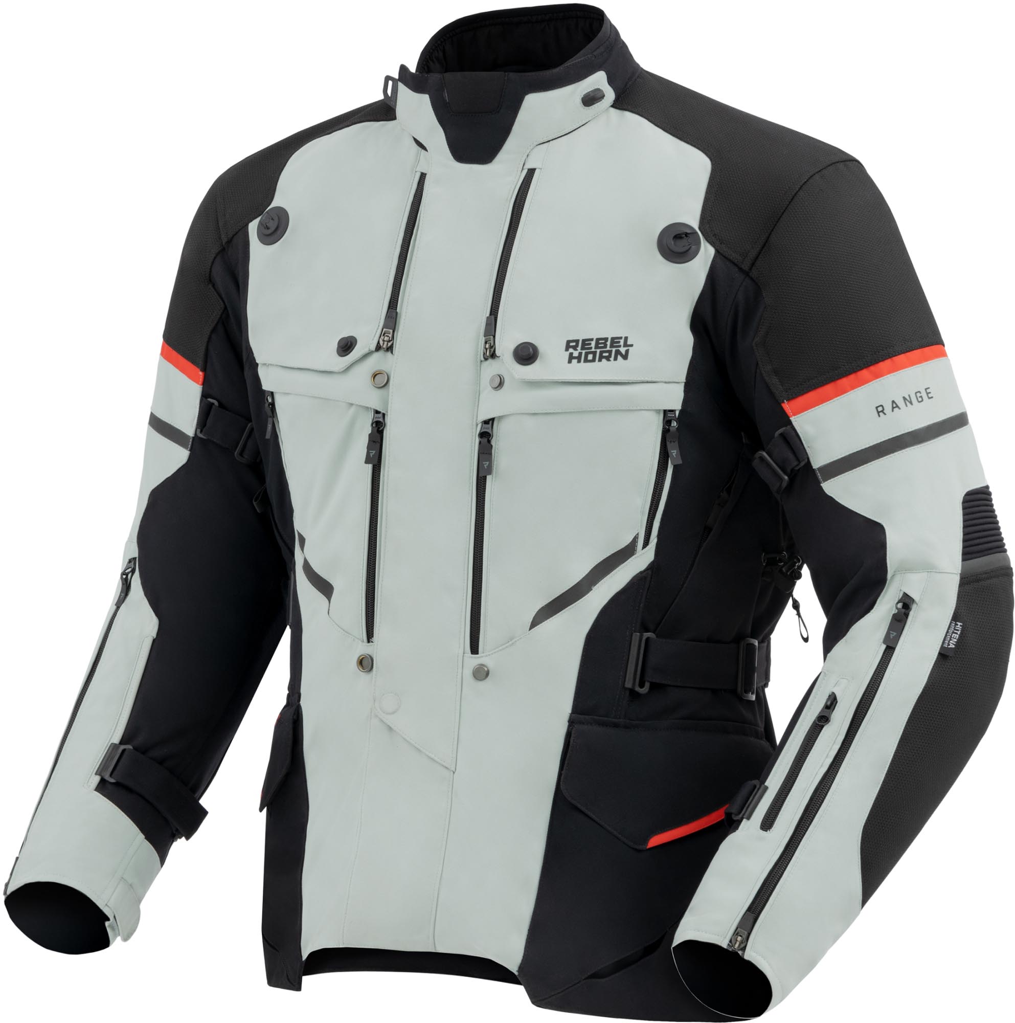 Rebelhorn Range waterproof Motorcycle Textile Jacket grey/black/red S Figure 1