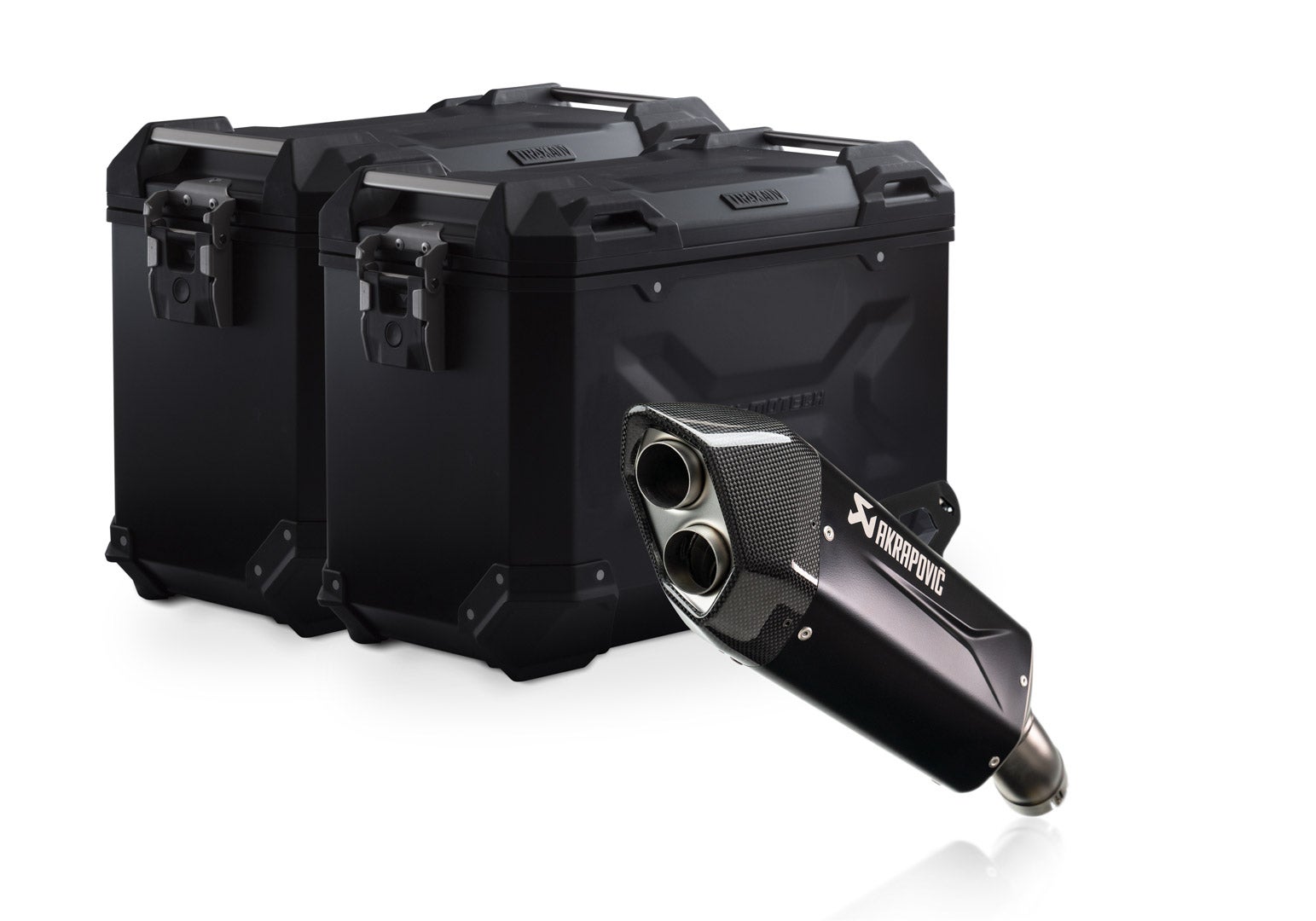 SW-Motech TRAX ADV aluminium kasse system + Akrapovic - Sort. 45/45 l. BMW R 1300 GS Adv. (24-). Figur 1