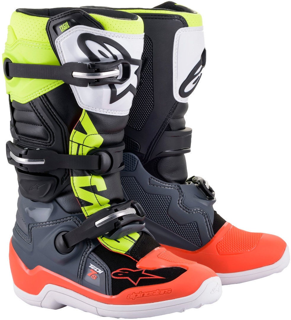 Alpinestars Unisex Kids Grey/Yellow/Red Tech 7S Youth Motocross Boots