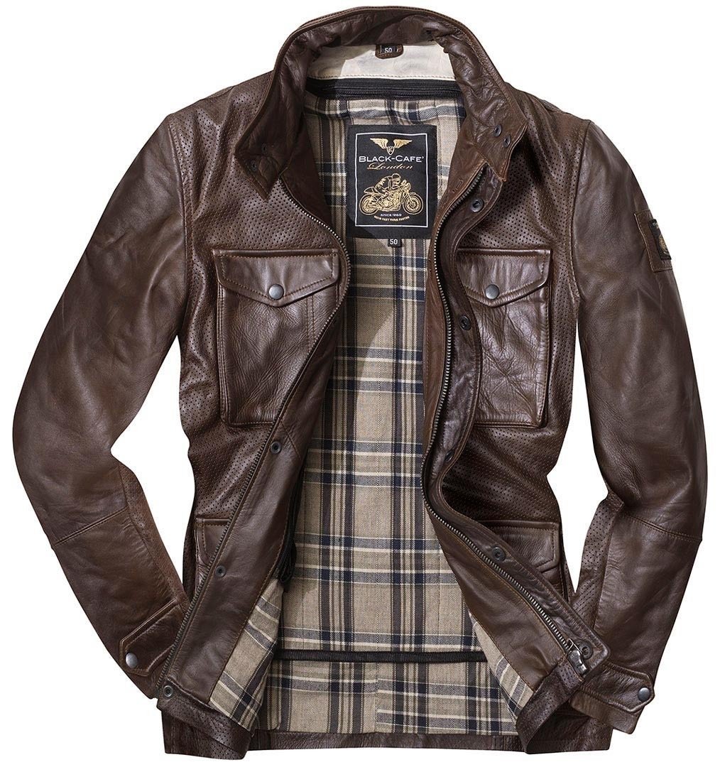 Black-Cafe London Classic Motorcycle Leather Jacket brown 52 Figure 3