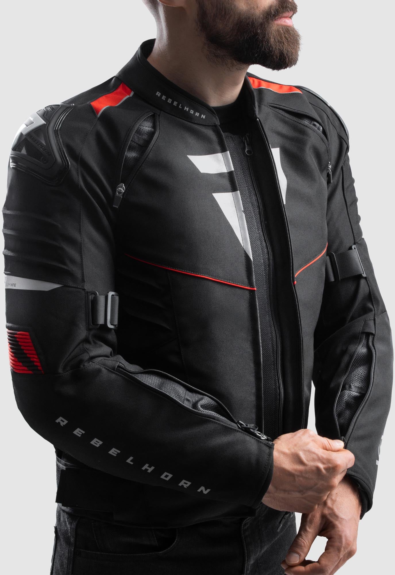 Rebelhorn Vandal 2 waterdichte motorfiets textieljas Zwart/Rood 6XL Figuur 3