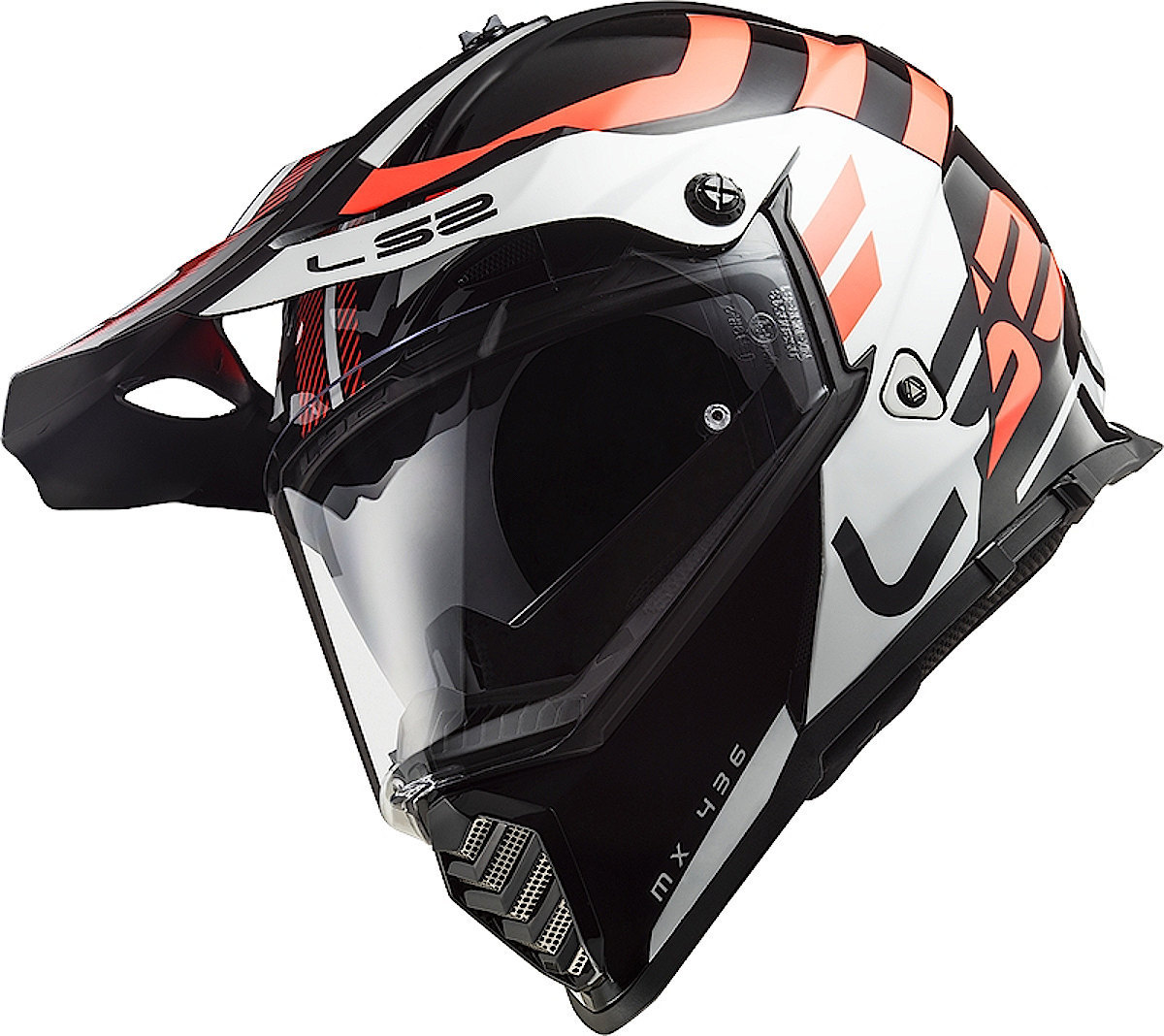 LS2 MX436 Pioneer Evo Adventurer Motocross Hjälm svart/vit/orange XXS (51/52) Figur 4