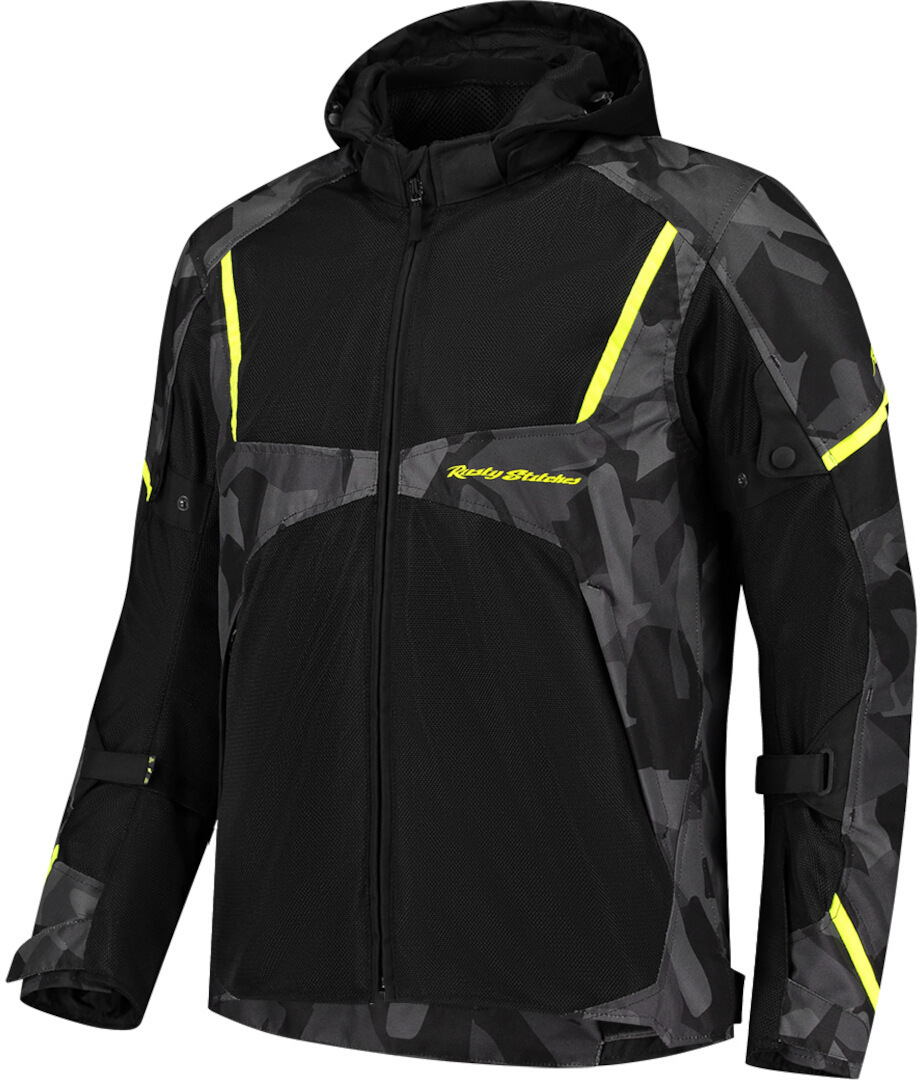 Rusty Stitches Carlo Jachetă textilă pentru motociclete negru/gri/fluo-galben S Figura 1