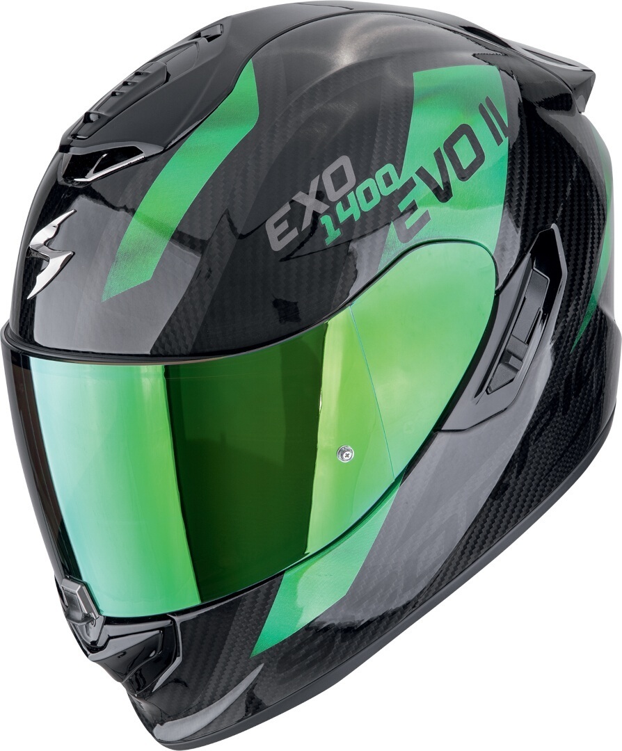 Scorpion EXO-1400 Evo II Carbon Air Platted Hjälm svart/grön XS (53/54) Figur 1