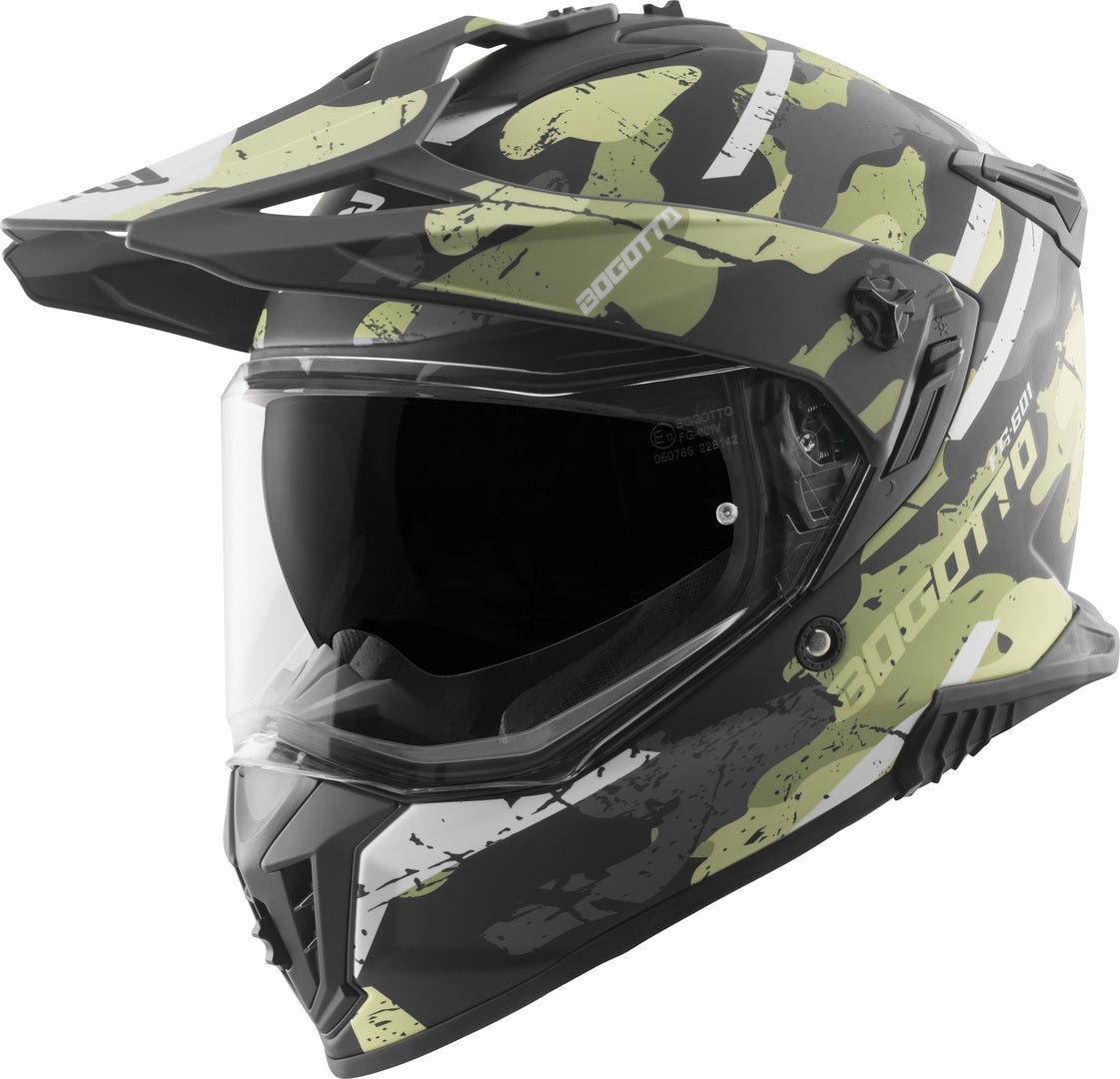 Bogotto FG-601 Sniper Enduro hjelm i glasfiber sort mat/grå/grøn XL Figur 2