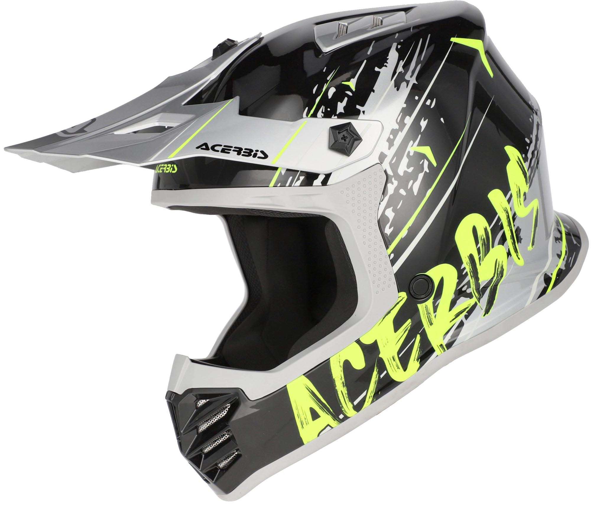 Acerbis Profile Scratch Cască de motocross pentru tineret Negru/Galben/Argintiu Y/XL (53/54) Figura 1