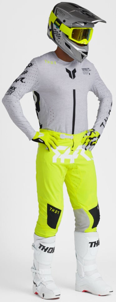 Thor Sportmode Riot Motocross trøje lysegrå/sort/neongul 3XL Figur 5
