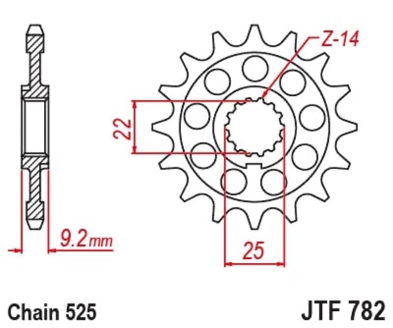 JT-DRIVHJUL Framdrev fram i stål standard 782 - 520 Figur 2