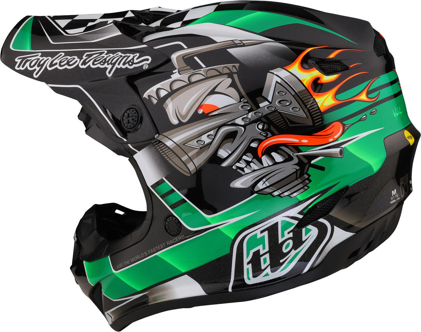 Troy Lee Designs SE4 Polyacrylite Carb MIPS Motocross hjelm sort/grøn/sølv M (57/58) Figur 6