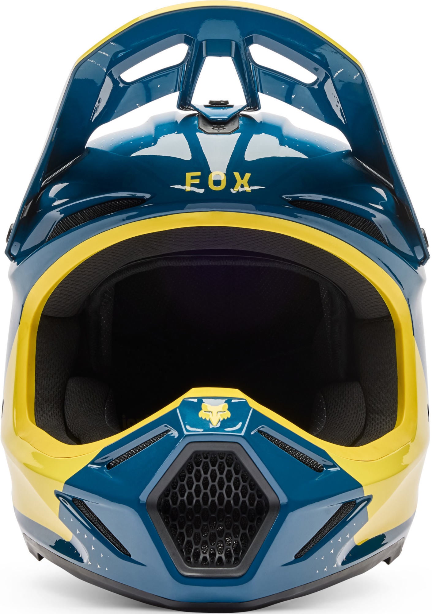 FOX V3 Tine Casco da motocross blu/giallo M (57/58) Figura 3