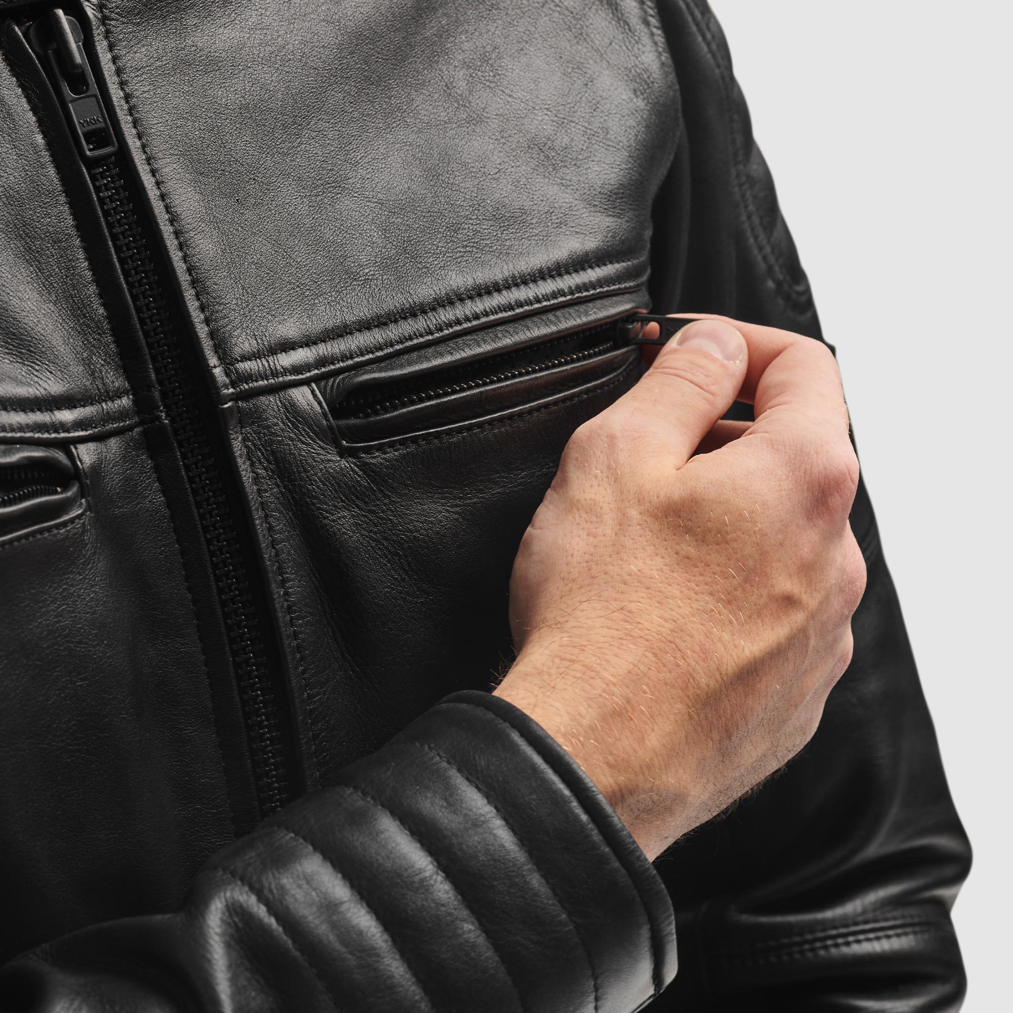 Side view of Rebelhorn Hunter 2 Motorcycle Leather Jacket