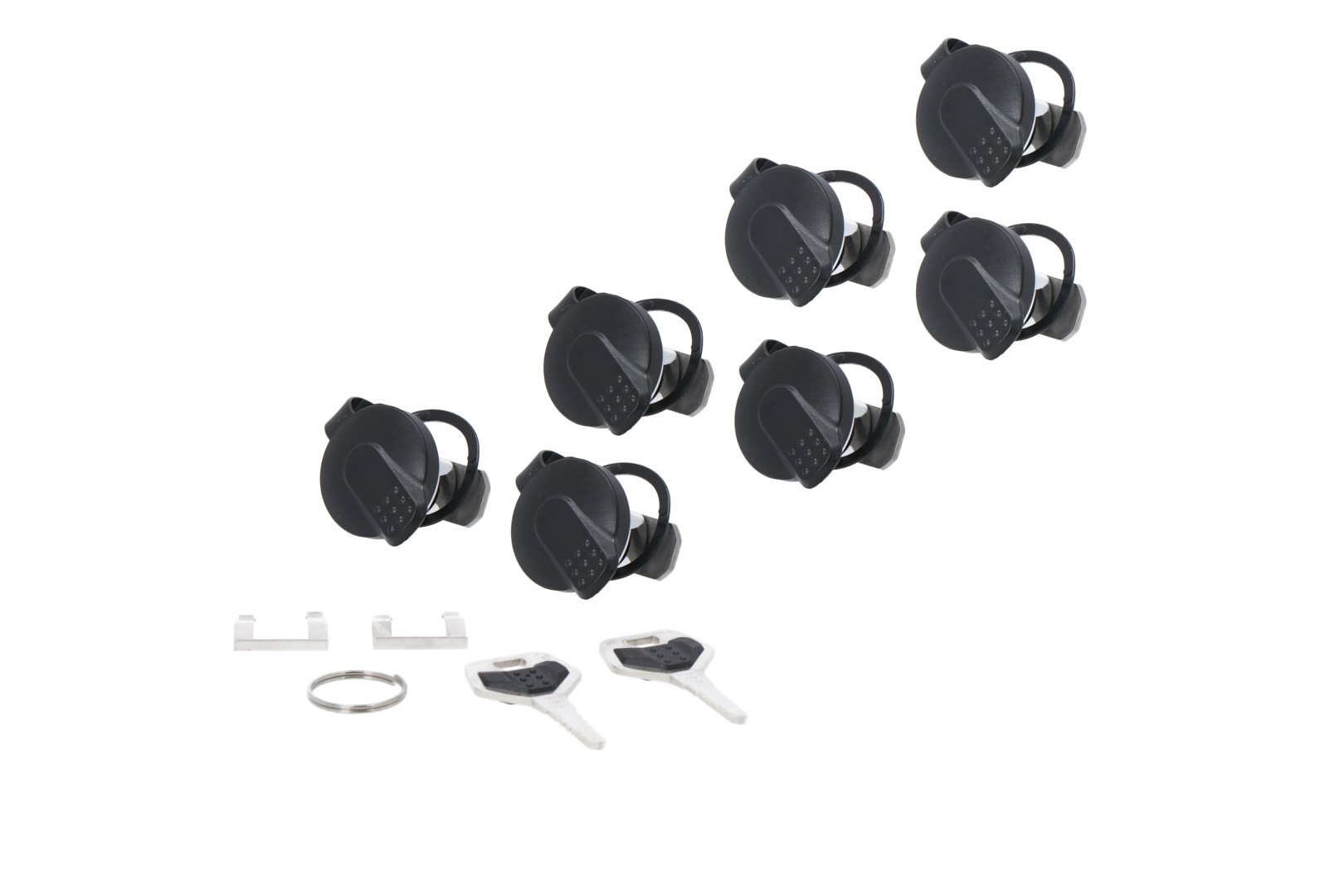 Set de încuietori SW-Motech TRAX - 7 încuietori asortate, 2 chei. Blocare simultană. Figura 1