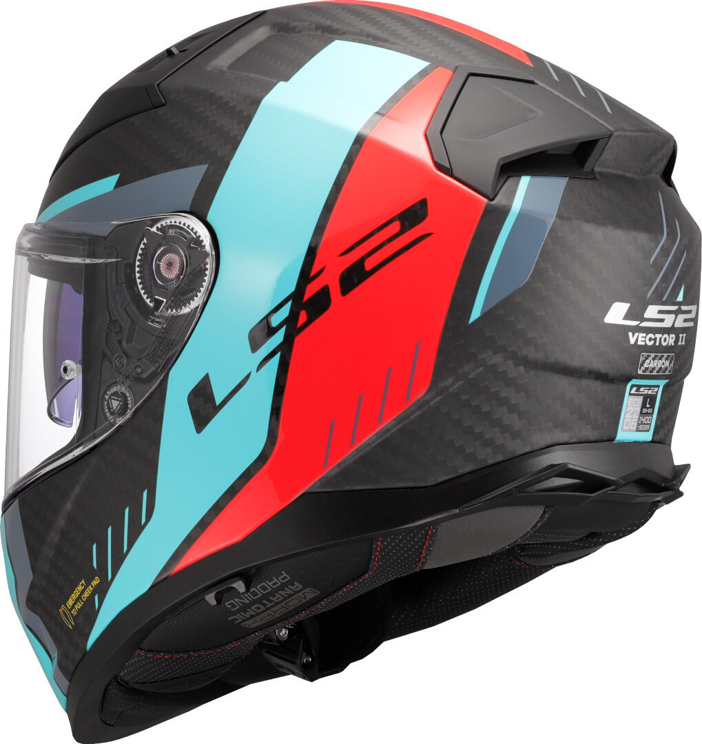 LS2 FF811 Vector II Carbon Grid Casco Rosso opaco/turchese M (57/58) Figura 3