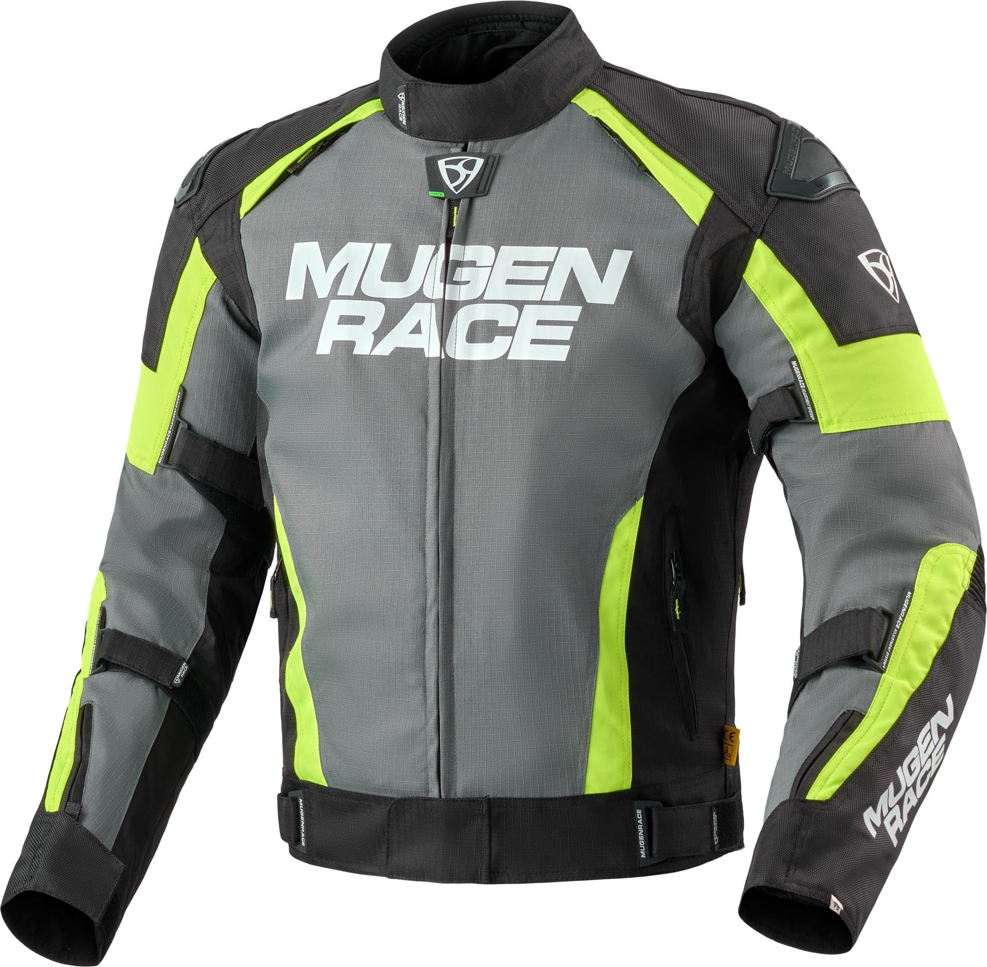 MUGENRACE Romano waterproof Motorcycle Textile Jacket dark grey/black/neon yellow L Figure 1