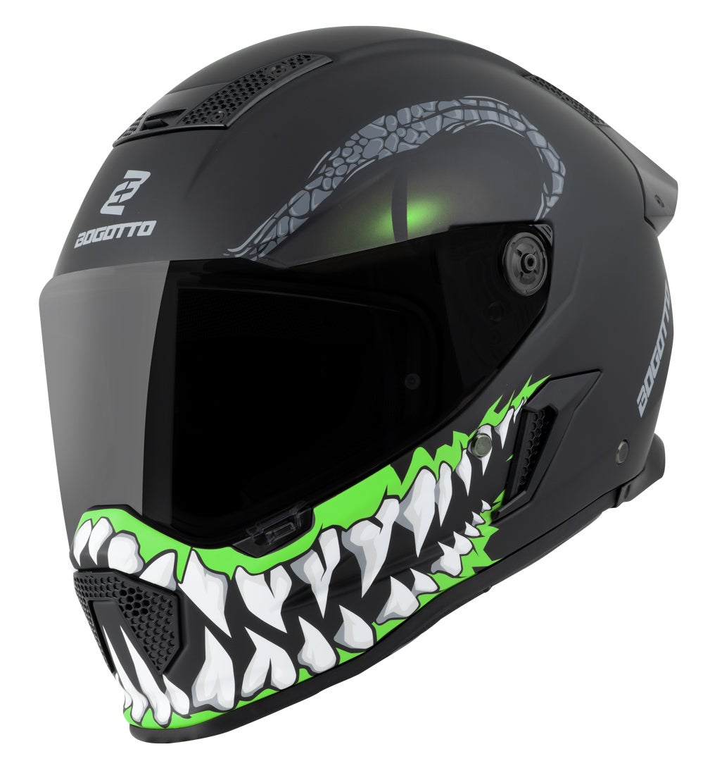 Bogotto Rapto Reptile Helm Zwart/Groene Matt M Figuur 1
