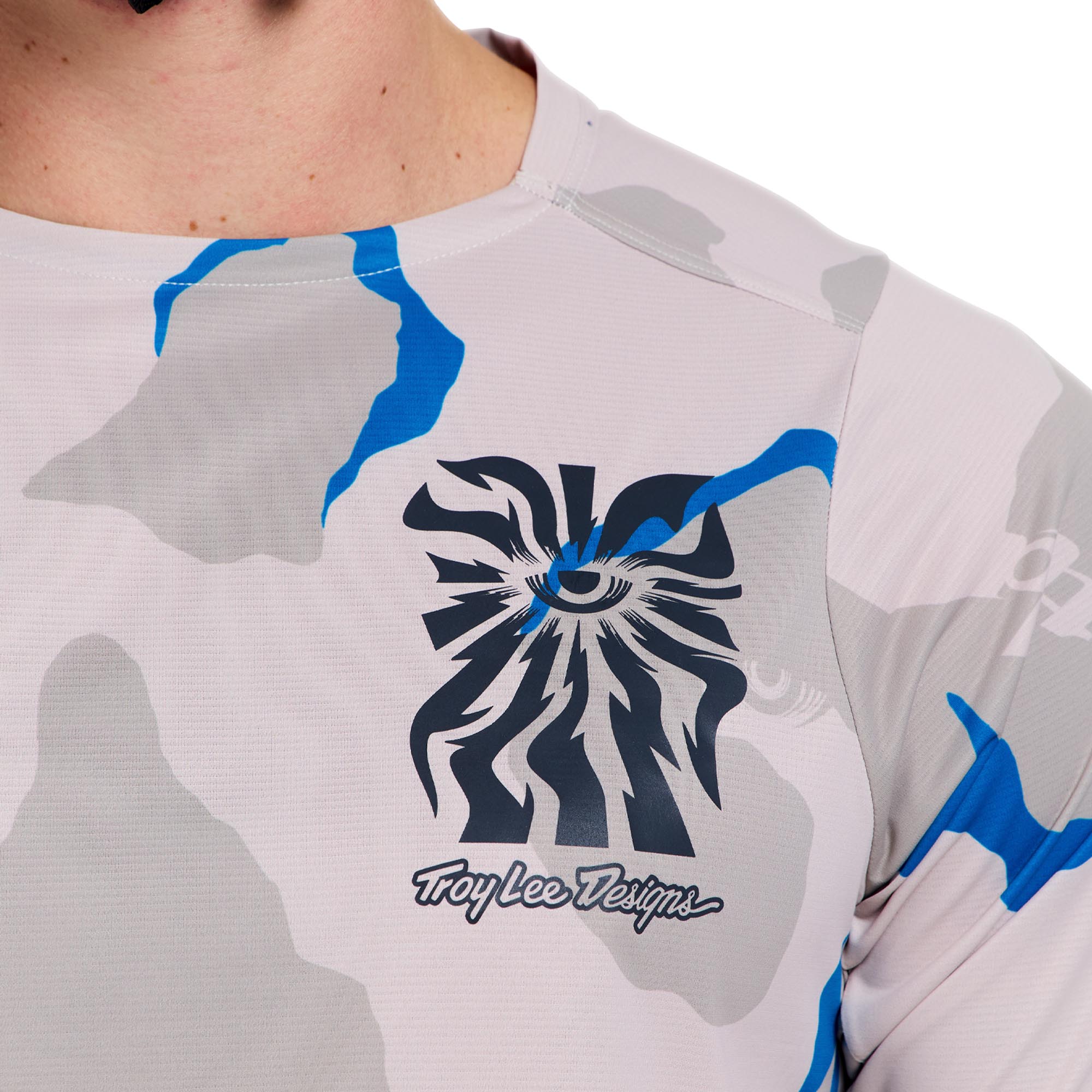 Side view of Troy Lee Designs Skyline Pro Flow Camo Short Sleeve Bicycle Jersey