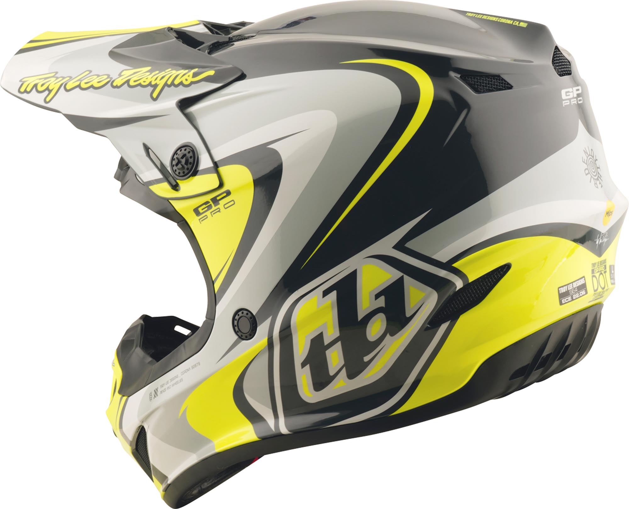 Troy Lee Designs GP Pro Crossover MIPS Motocrosshjälm svart/grå/fluo-gul S (55/56) Figur 3