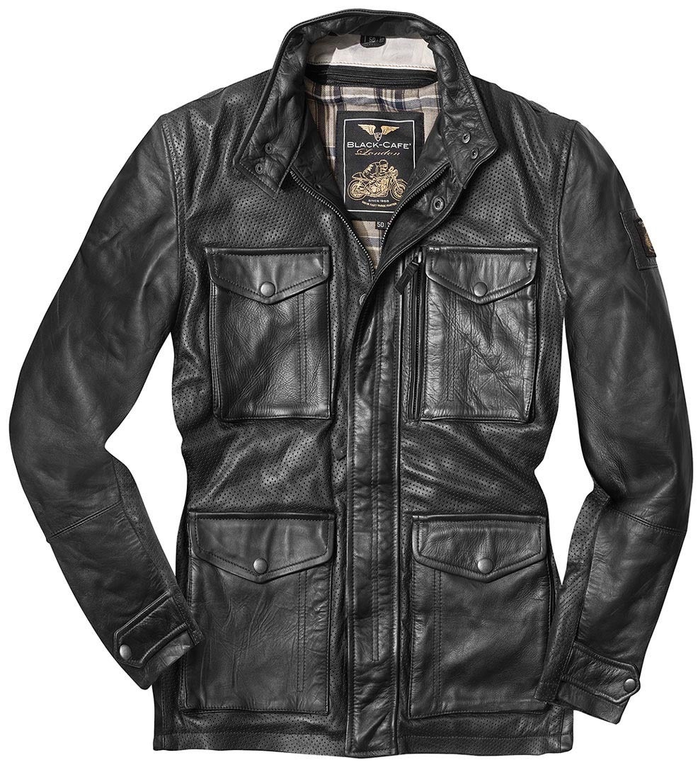 Black-Cafe London Classic Motorcycle Leather Jacket black 56 Figure 1