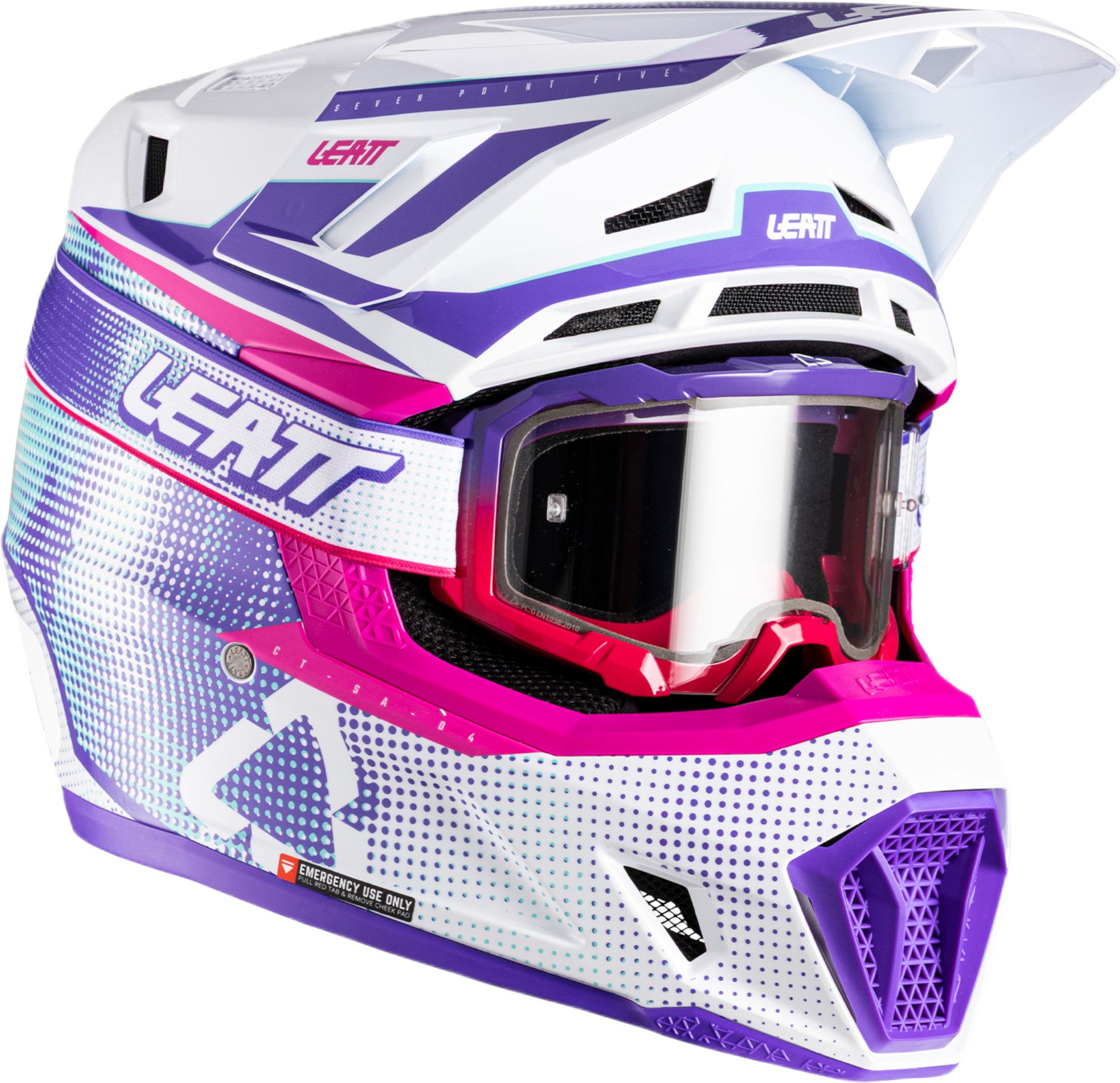 Leatt 7.5 V26 Capacete de motocross com óculos de proteção branco/rosa/roxo M (57/58) Figura 1