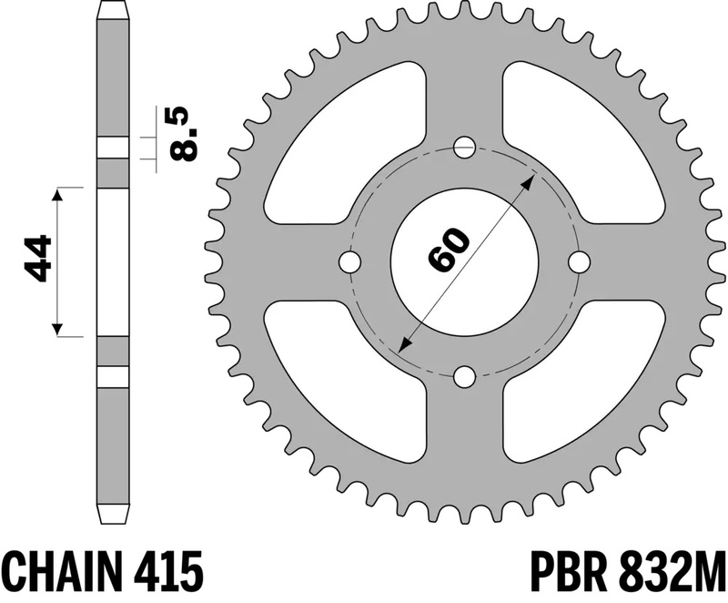 PBR Aço para Pinhões Traseiros Padrão - 415 Figura 1