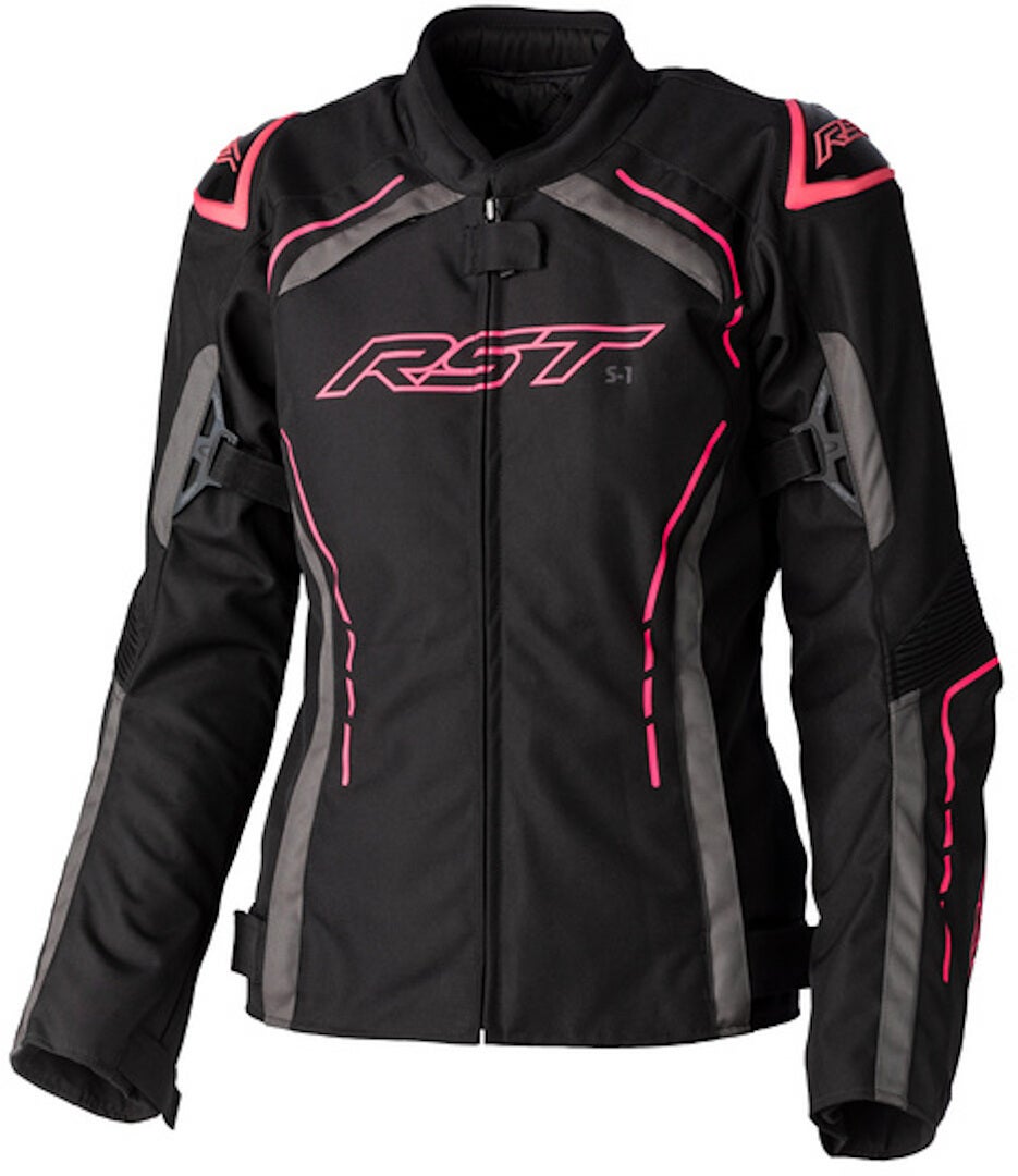 RST S-1 Ladies Motorcycle Textile Jacket black/hotpink XL Figure 1