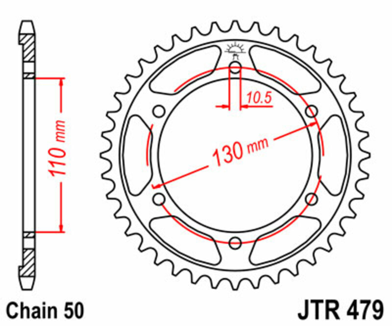 PIGNONS JT Couronne acier standard 479 - 530 Figure 2