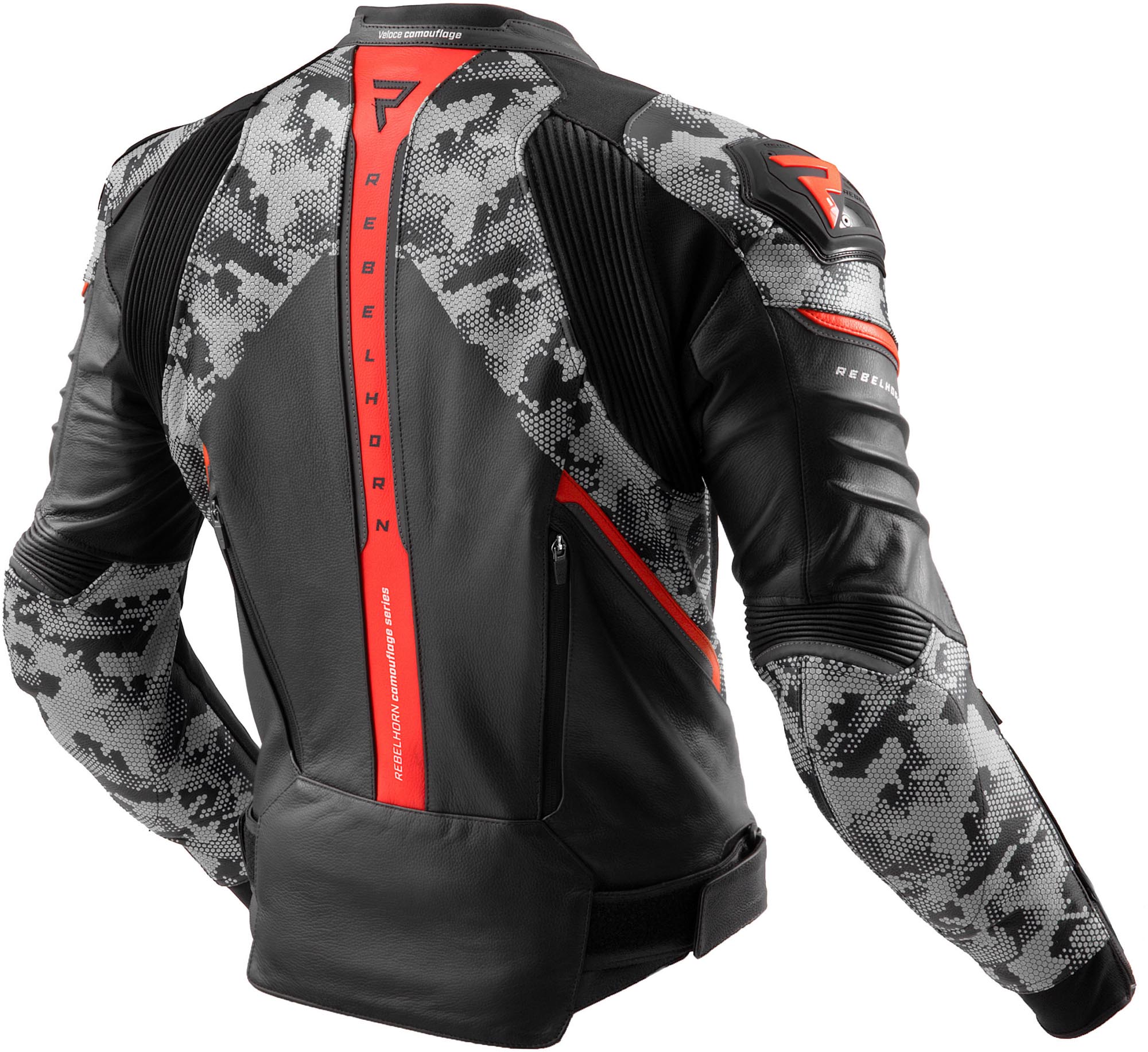 Rebelhorn Veloce Camo Motorrad Lederjacke schwarz/grau/rot 50 Abbildung 2