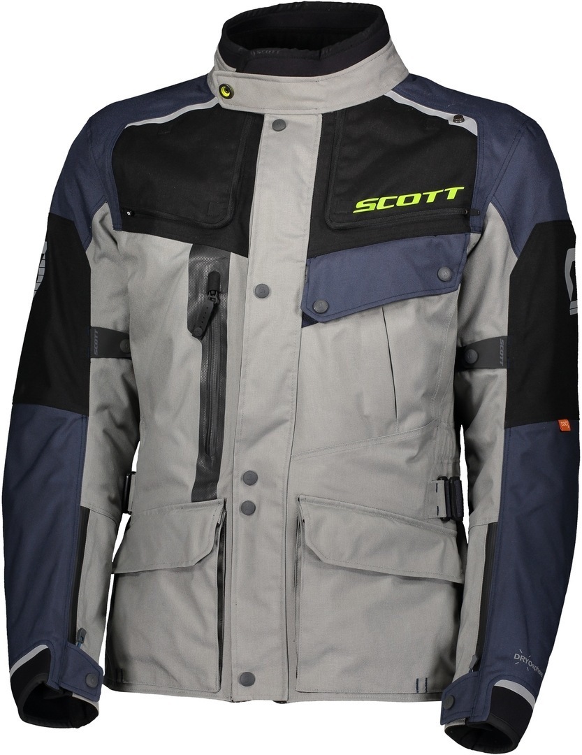 Scott Voyager Dryo waterproof Motorcycle Textile Jacket grey/blue Short M Figure 1