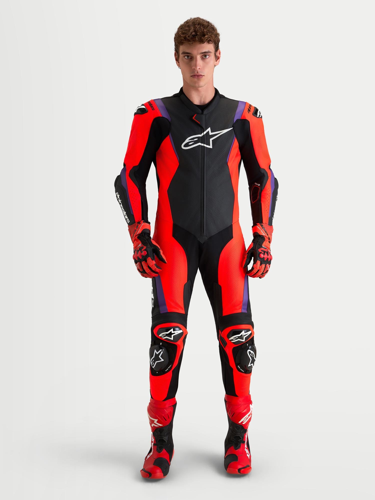 Alpinestars Missile V3 1-Piece Motorcycle Leather Suit black/red/purple 50 Figure 5