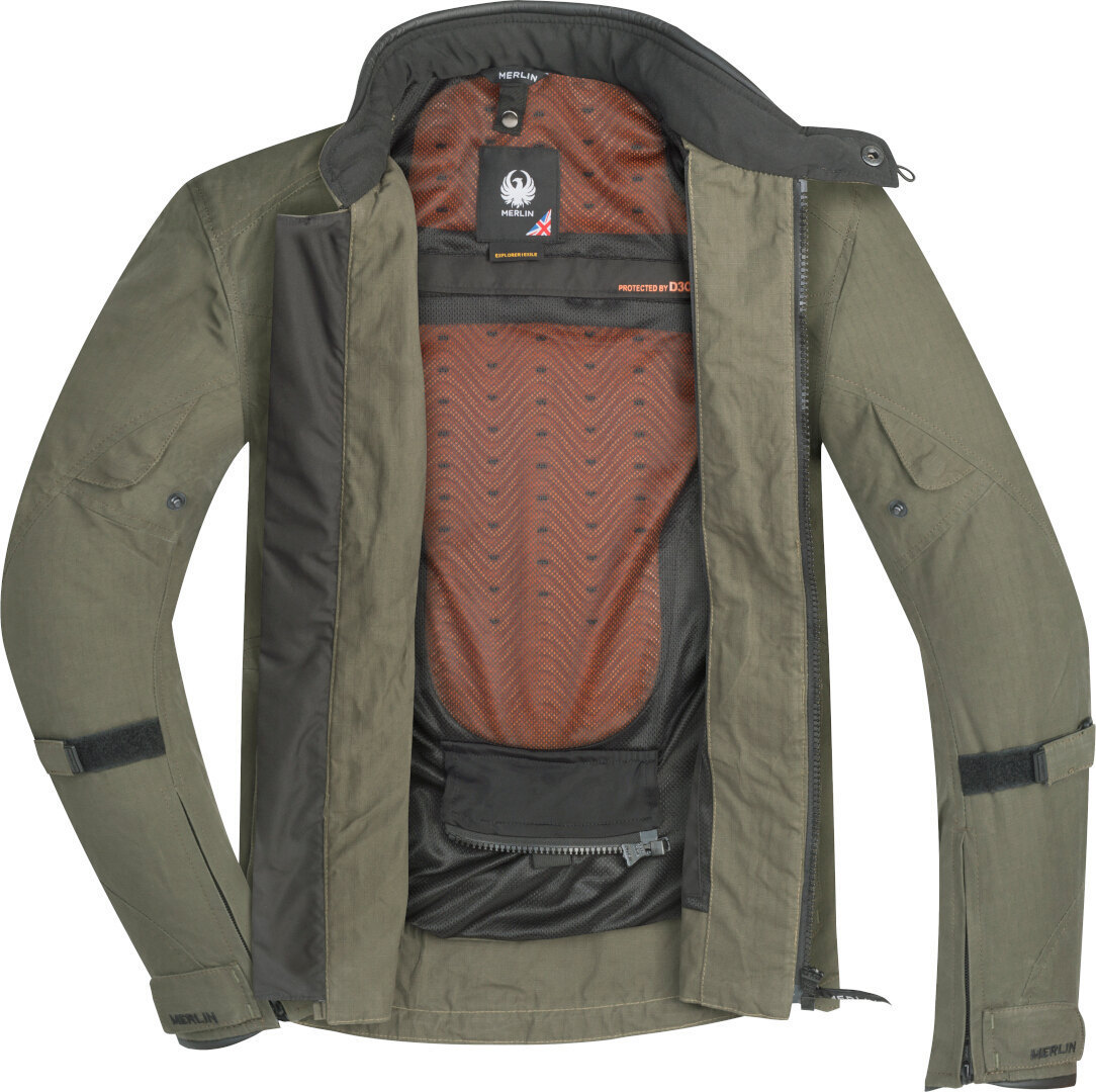 Merlin Exile D3O Explorer Motorcycle Textile Jacket Dark Khaki M Figure 4